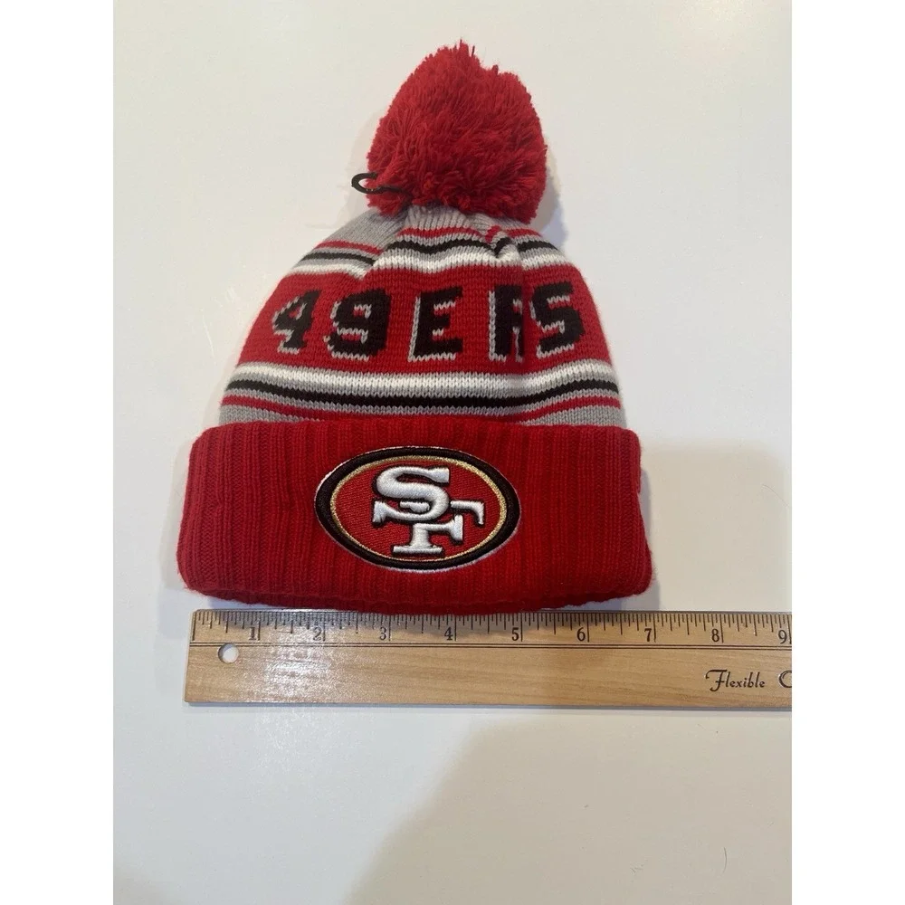 San Francisco 49ers Child Youth Knit‎ Pom Beanie New Era Red NFL Logo Winter Hat